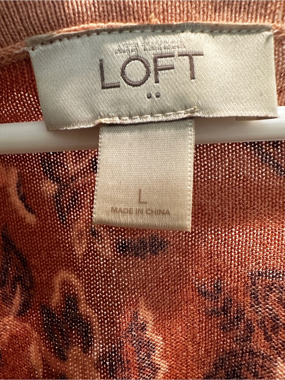 LOFT Rust Orange Floral Knit Top - Picture 3 of 4
